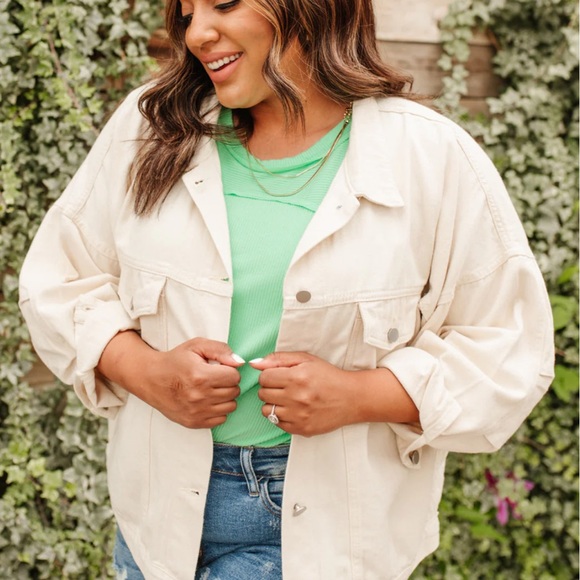 Cream Denim Jackets For Women 2026.ANDREE BY UNIT | Jackets & Coats | Nwt Oversized Soft Cream Denim ...